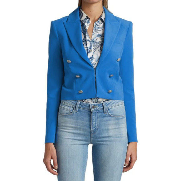 L'Agence Inez Crop Blazer Campanula Cobalt Blue Size 4 - Picture 4 of 16